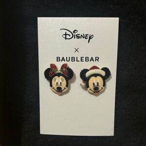 Disney X BAUBLEBAR Mickey and Minnie Mouse Christmas Earrings, Never Worn